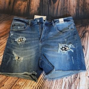 Judy Blue Distressed Sunflower Shorts